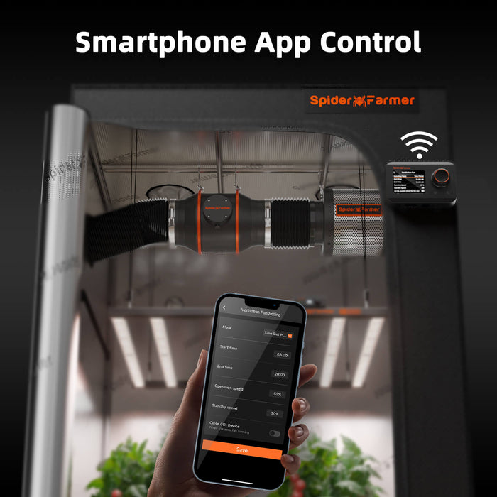 Controlling the Spider Farmer inline fan through the Spider Farmer app