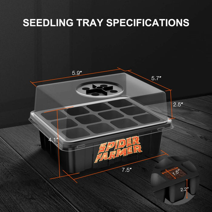 Spider Farmer seed starter tray with transparent humidity dome fitted