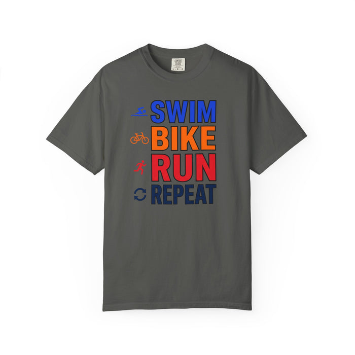 Sports Motivational T-Shirt - Swim Bike Run Repeat