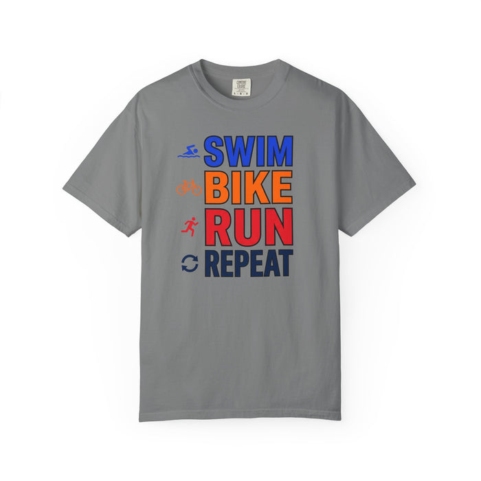 Sports Motivational T-Shirt - Swim Bike Run Repeat