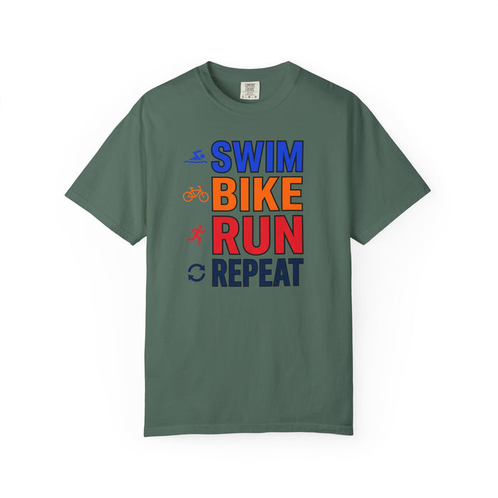 Sports Motivational T-Shirt - Swim Bike Run Repeat