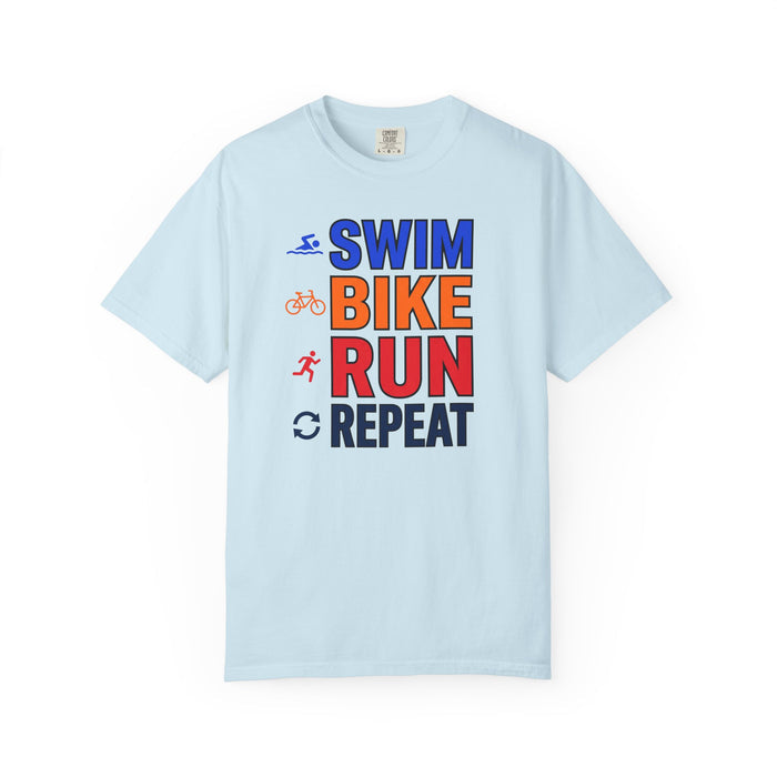 Sports Motivational T-Shirt - Swim Bike Run Repeat