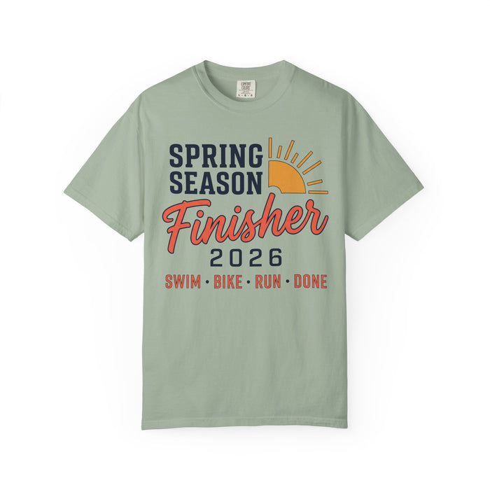 Spring Season Finisher 2026 T-Shirt — Swim · Bike · Run Race Tee