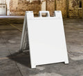 White A-frame sign for storefronts, gas stations, or car washes — blank for custom decals or pricing