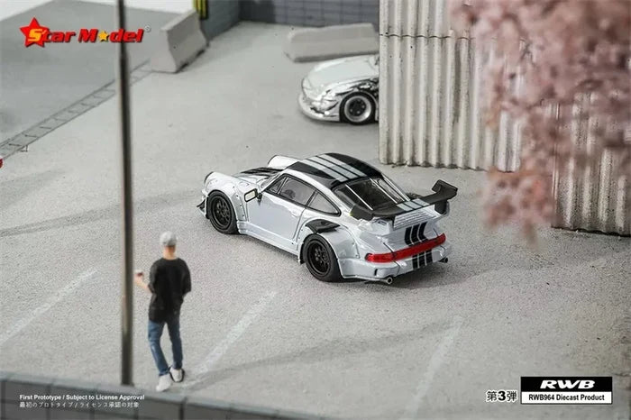 Star Model 1:64 Rauh-Welt RWB 964 GT Siver / Red Diecast Model Car