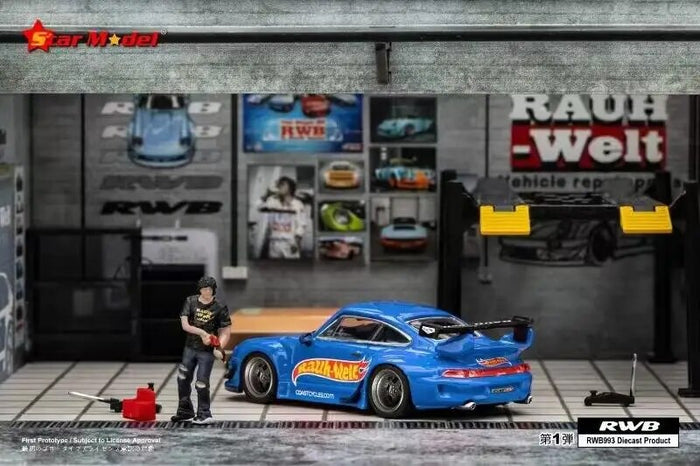 Star Model 1:64 Rauh-Welt RWB 993 GT Blue Rauh / RLC #93 Diecast Model Car