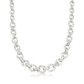 Sterling silver graduated oval-link necklace, polished chain link close-up