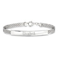 Sterling silver tennis-link bracelet with engraved name bar 'Elizabeth' and lobster clasp