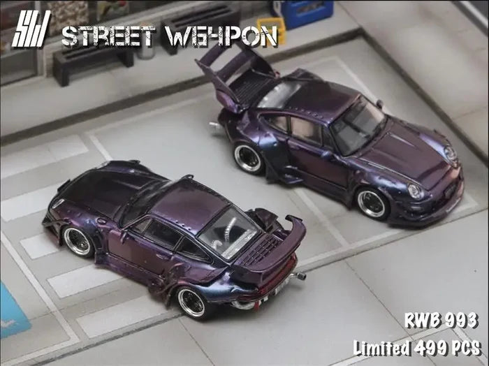 Street Weapon 1:64 RWB 993 low / High tail Chameleon limited499 Diecast Model Car