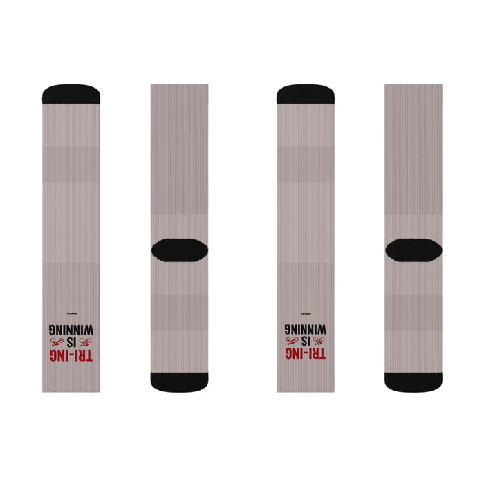 Sublimation Crew Socks Tri-ing Is Winning - All Over Prints - alternate view