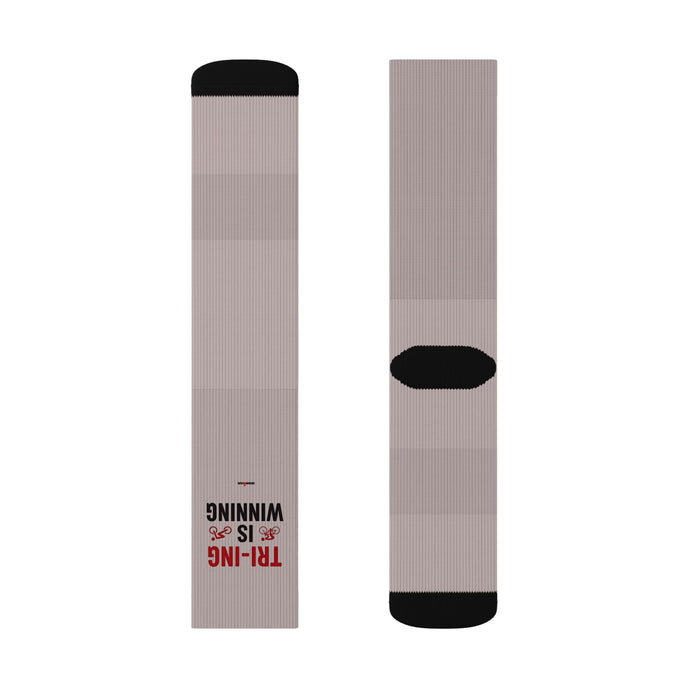 Sublimation Crew Socks Tri-ing Is Winning - All Over Prints - lifestyle view