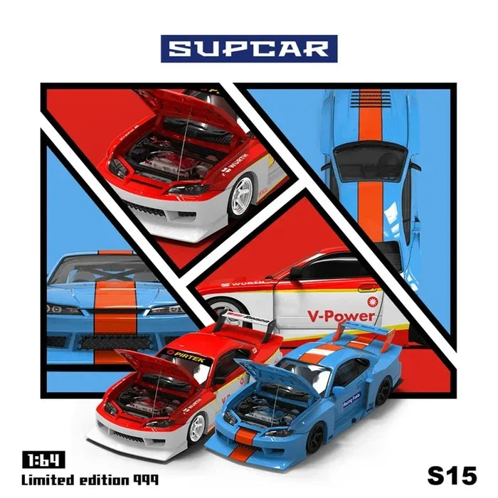 SUPCAR 1:64 LB Silvia S15 RedWhite / Blue Collection Miniature Diecast Metal Model Car