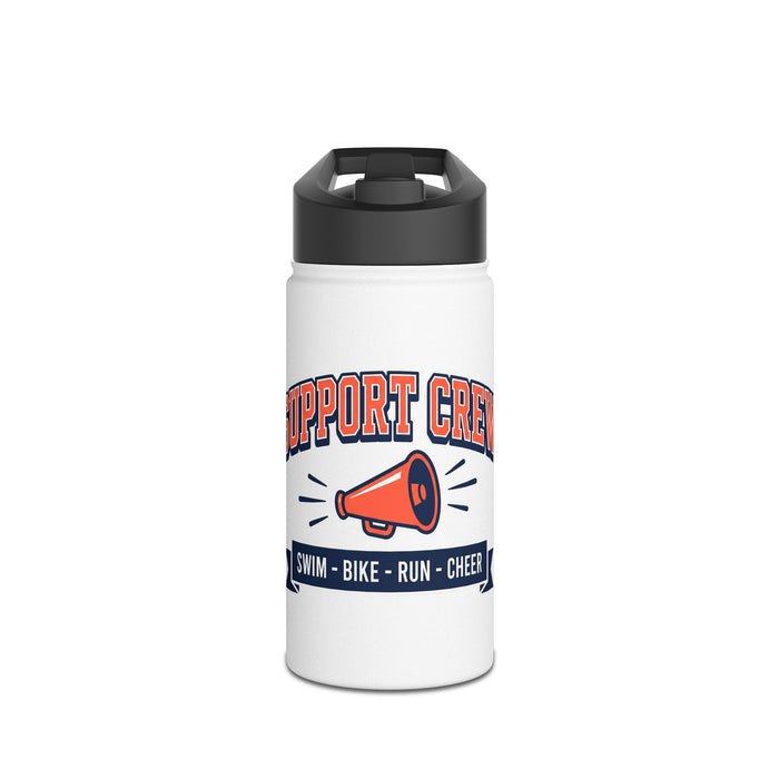 Support Crew Stainless Steel Water Bottle — Swim • Bike • Run • Cheer