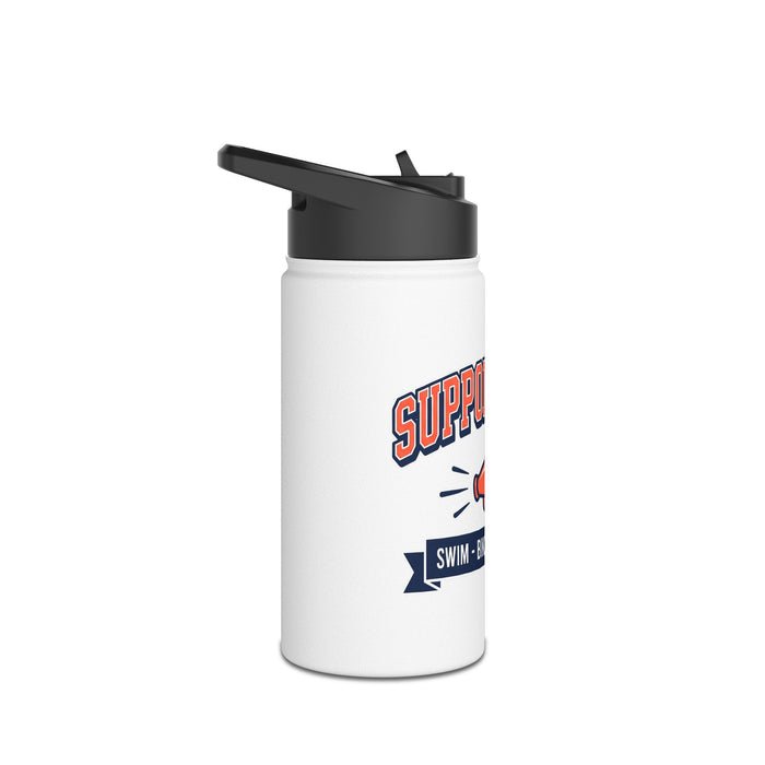 Support Crew Stainless Steel Water Bottle — Swim • Bike • Run • Cheer