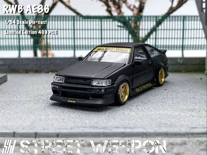 SW 1:64 RWB AE86 Matte black Limited500 Diecast Model Car