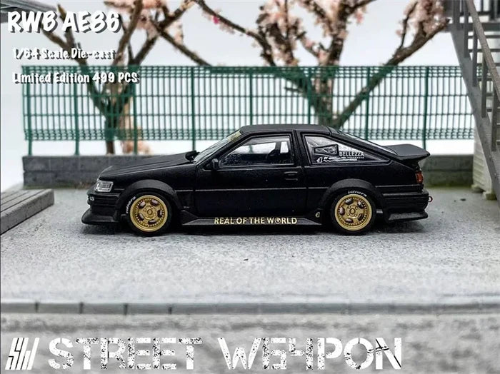 SW 1:64 RWB AE86 Matte black Limited500 Diecast Model Car