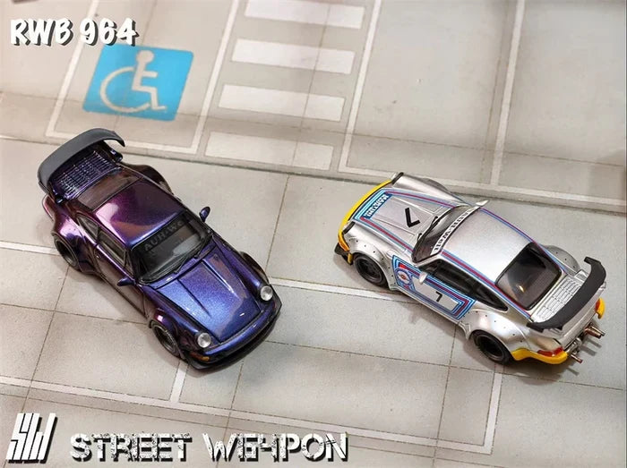SW 1:64 RWB964 Chameleon purple / Matte silver Limited500 Diecast Collector's Vehicle Model Car