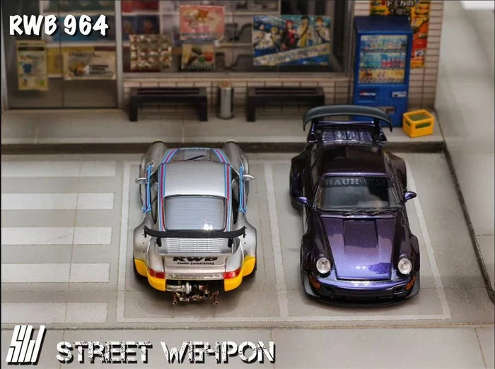 SW 1:64 RWB964 Chameleon purple / Matte silver Limited500 Diecast Collector's Vehicle Model Car