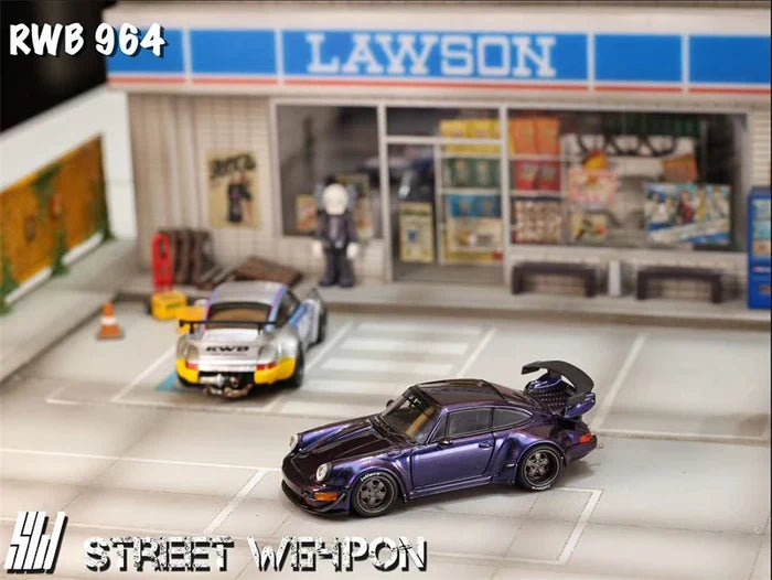 SW 1:64 RWB964 Chameleon purple / Matte silver Limited500 Diecast Collector's Vehicle Model Car