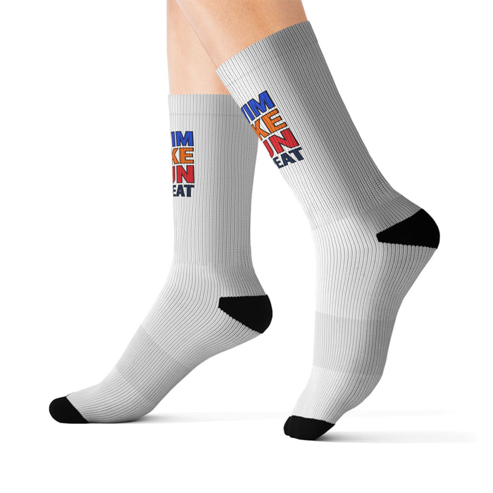 “Swim Bike Run Repeat” Sublimation Athletic Socks — Triathlon Traini
