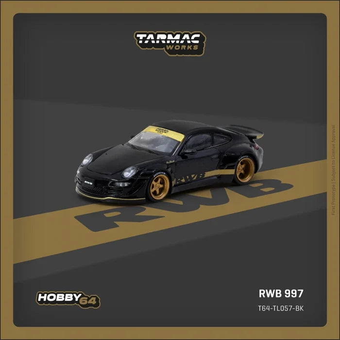 Tarmac Work 1:64 RWB 997 Black / 190 E GT3 Fire Monkey Diecast Model Car