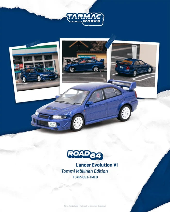 Tarmac Works 1:64 Evolution VI Lancer Tommi Mäkinen Edition Die-Cast Car Model Miniature Gifts