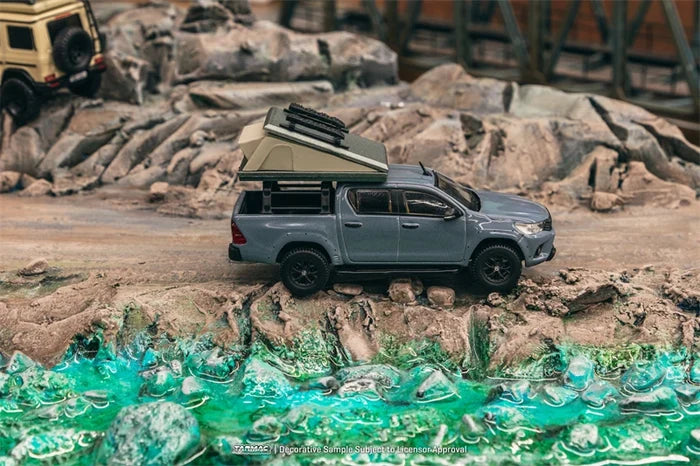 Tarmac Works 1:64 Hilux Grey Bring camping tents Diecast Model Car