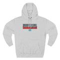 Three-Panel Fleece Hoodie — Minimal Tri-Stripe Typography Hoodie ("Durchsichtig schnell")