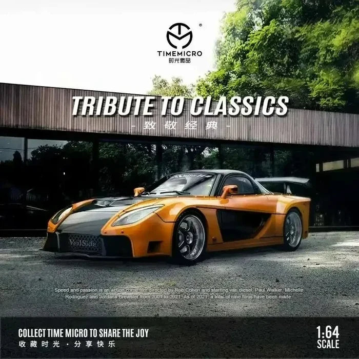 Time Micro 1:64 RX-7 Veilside FNF Orange Diecast Model Car
