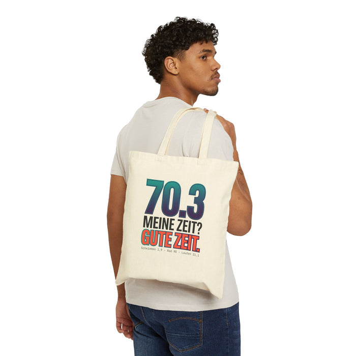 Tote Bag — "70.3 Meine Zeit? Gute Zeit." Triathlon Canvas Tote (Sport Gift)