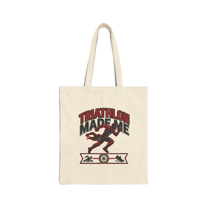 Tote Bag — "Triathlon Made Me" Canvas Tote for Runners, Cyclists & Swimmers