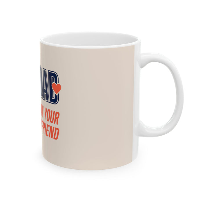 Tri Dad Coffee Mug — “Faster Than Your Mom’s Boyfriend” Ceramic Mug for Triathlete Dads