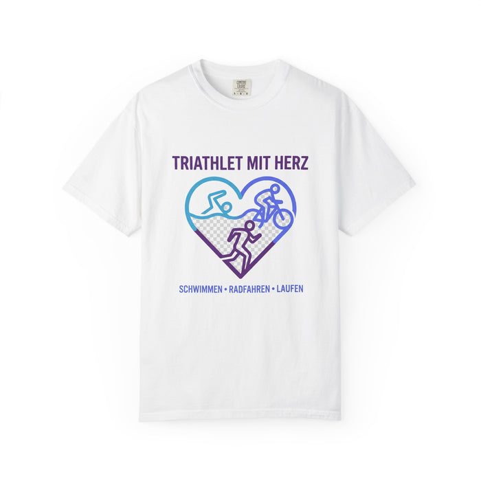 Triathlet mit Herz Bella+Canvas Unisex Tee — Swim Bike Run German Tr