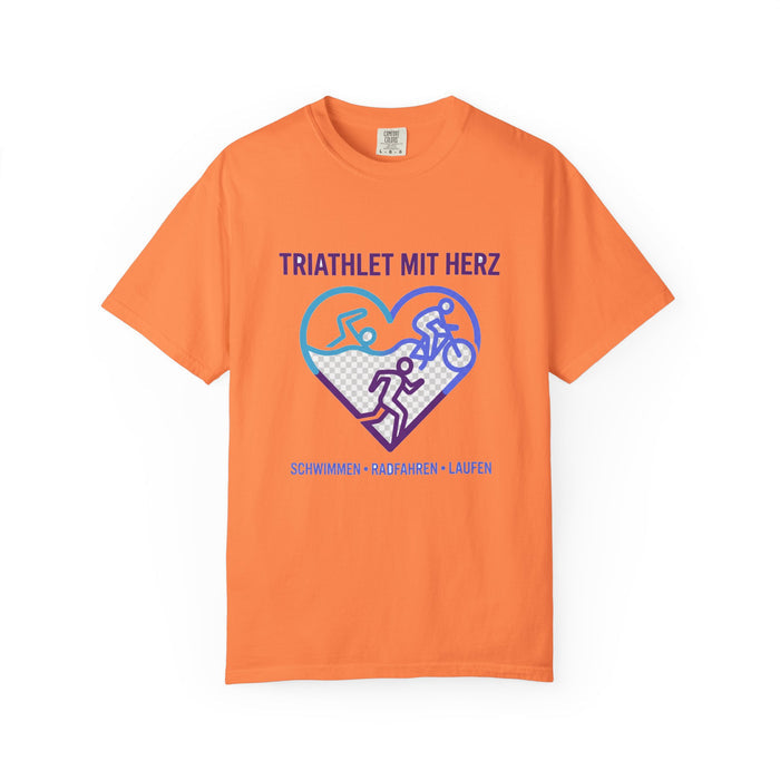Triathlet mit Herz Bella+Canvas Unisex Tee — Swim Bike Run German Tr