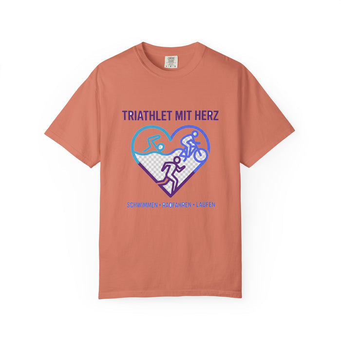 Triathlet mit Herz Bella+Canvas Unisex Tee — Swim Bike Run German Tr