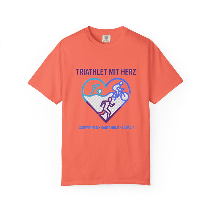 Triathlet mit Herz Bella+Canvas Unisex Tee — Swim Bike Run German Tr