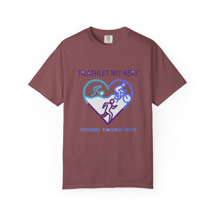 Triathlet mit Herz Bella+Canvas Unisex Tee — Swim Bike Run German Tr