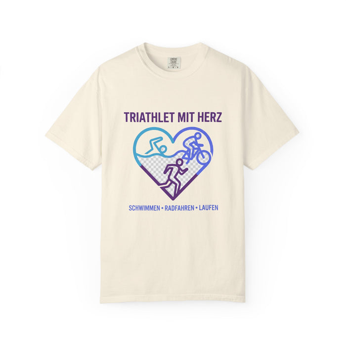 Triathlet mit Herz Bella+Canvas Unisex Tee — Swim Bike Run German Tr