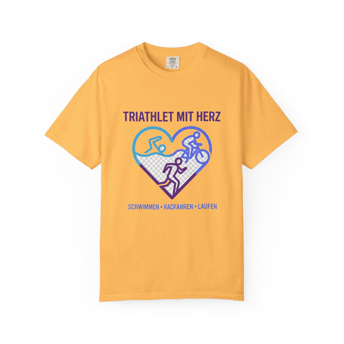 Triathlet mit Herz Bella+Canvas Unisex Tee — Swim Bike Run German Tr