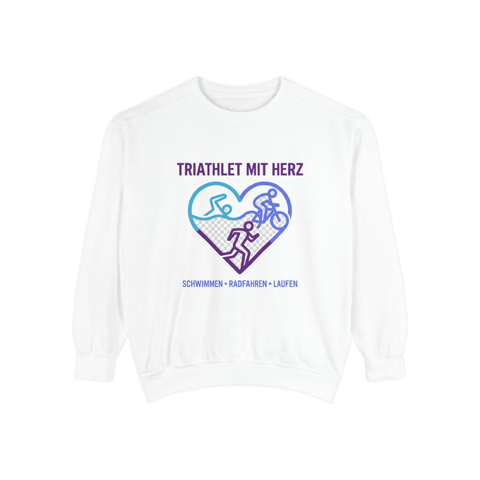 Triathlet mit Herz Crewneck Sweatshirt — Swim Bike Run German Triath