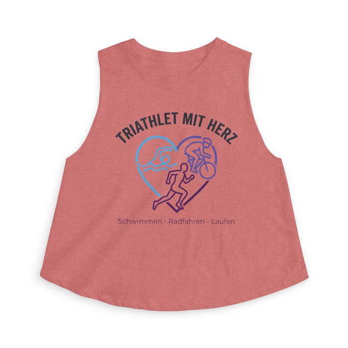Triathlet mit Herz Crop Top – Schwimmen • Radfahren • Laufen Women's