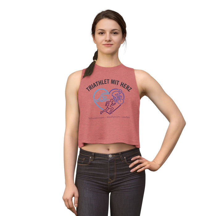 Triathlet mit Herz Crop Top – Schwimmen • Radfahren • Laufen Women's