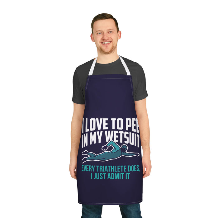 Triathlete Apron — "I Love to Pee in My Wetsuit" Funny Swim Racing G