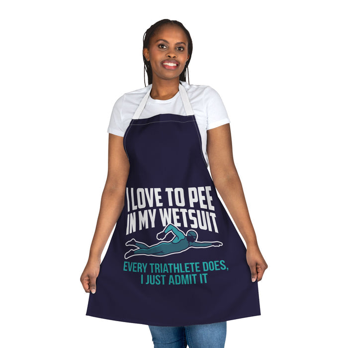 Triathlete Apron — "I Love to Pee in My Wetsuit" Funny Swim Racing G