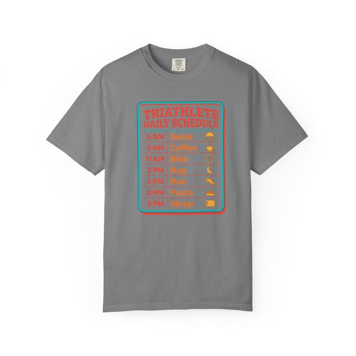 Triathlete Daily Schedule T-Shirt — Swim, Bike, Run Graphic Tee
