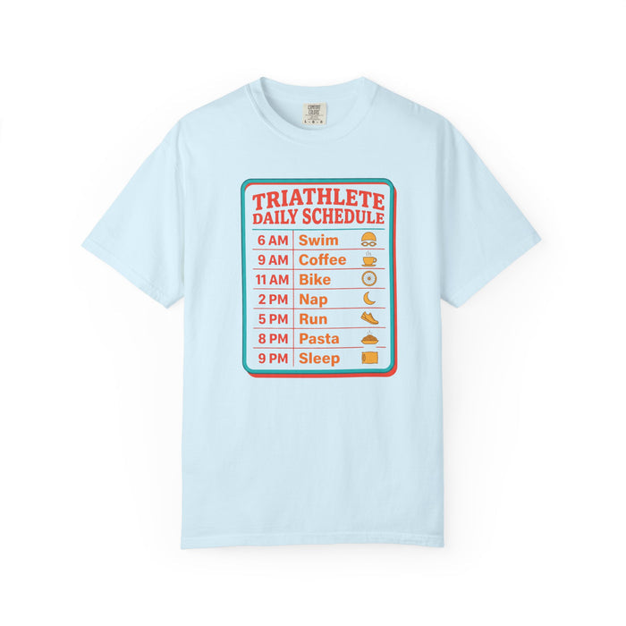Triathlete Daily Schedule T-Shirt — Swim, Bike, Run Graphic Tee