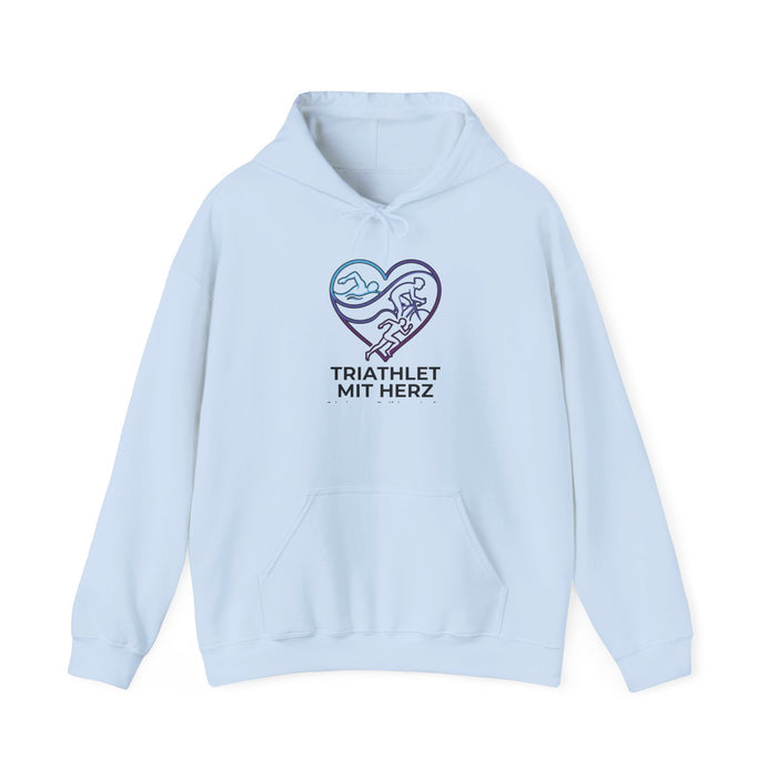 Triathlete Mit Herz Hoodie — Heart Triathlon Design for Runners, Swimmers & Cyclists