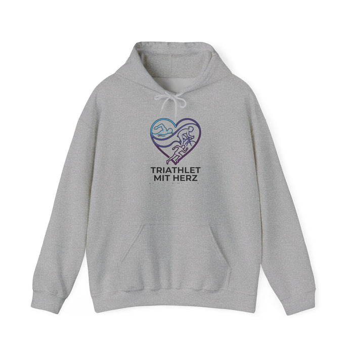 Triathlete Mit Herz Hoodie — Heart Triathlon Design for Runners, Swimmers & Cyclists
