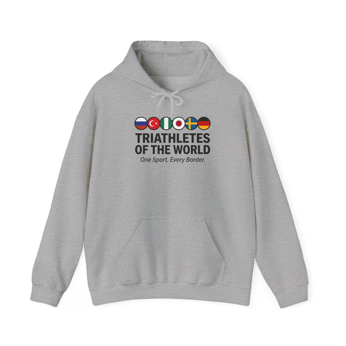 Triathletes of the World Hoodie — "One Sport, Every Border" Athletic Hoodie