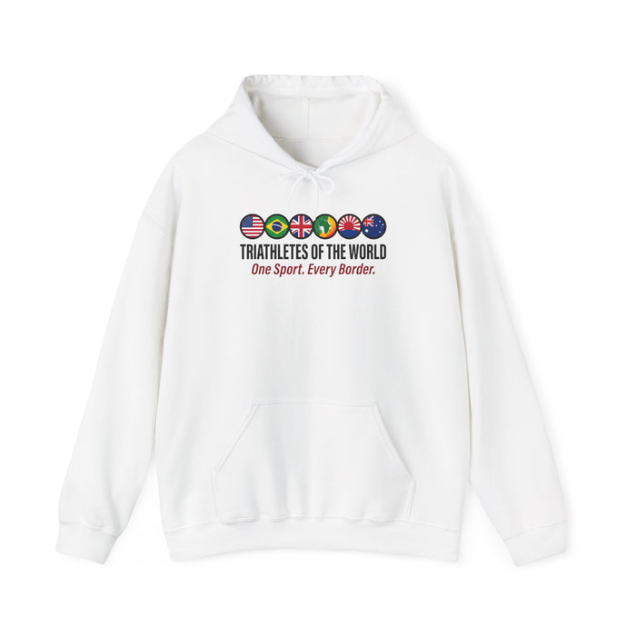 Triathletes of the World Hoodie — "One Sport. Every Border." International Flags Design
